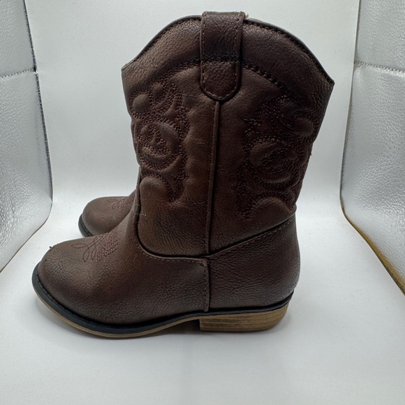 Cat & Jack Toddler Size 9 Kids' Brown Pleather Western Cowboy Boots - Picture 7 of 10